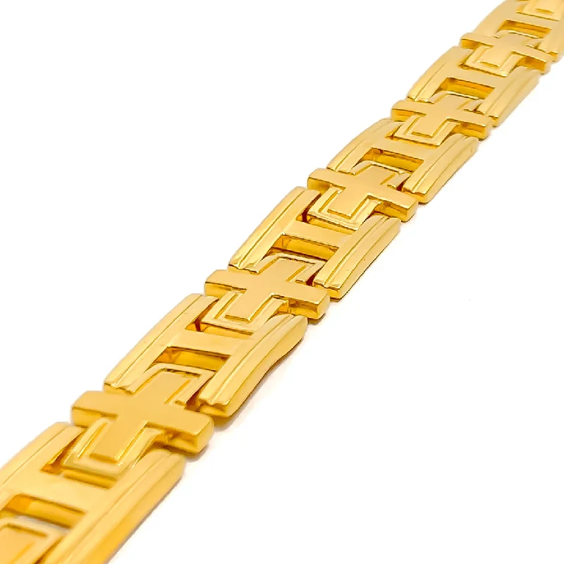 Women’s gemstone cuff bracelets-Bold Luminous 22K Gold Men's Bracelet