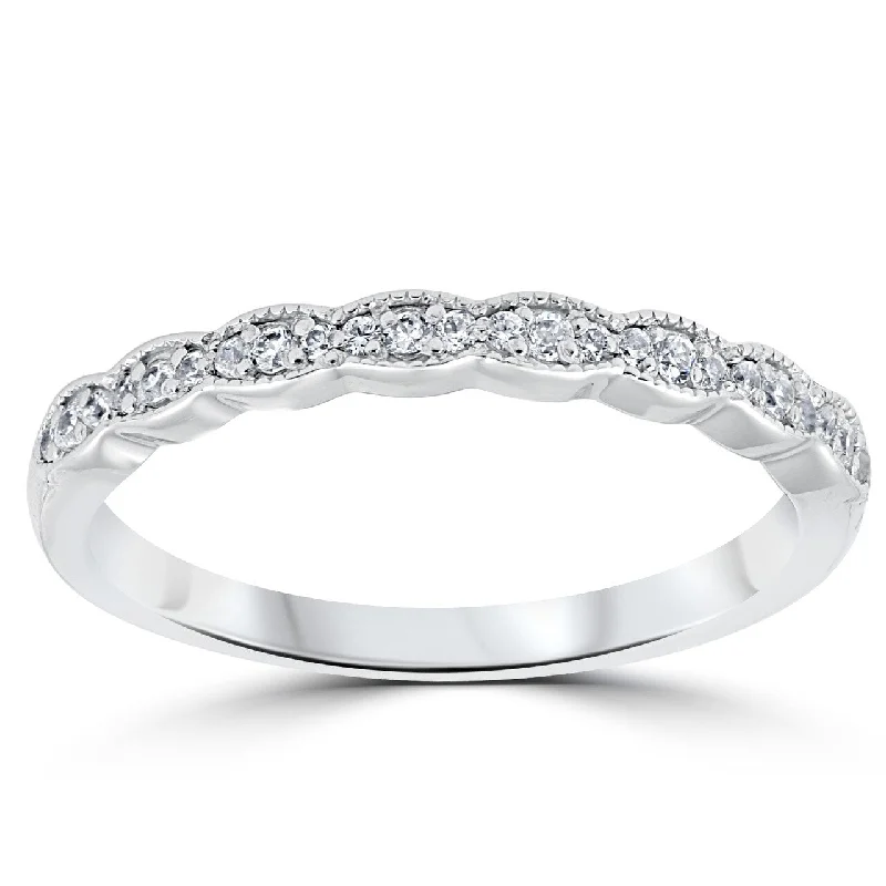 Women’s customized engagement rings-1/5 cttw Diamond Stackable Womens Wedding Ring Platinum