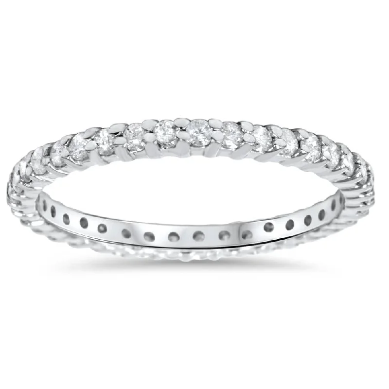 Women’s halo engagement rings-5/8ct Diamond Eternity Wedding Ring White Gold