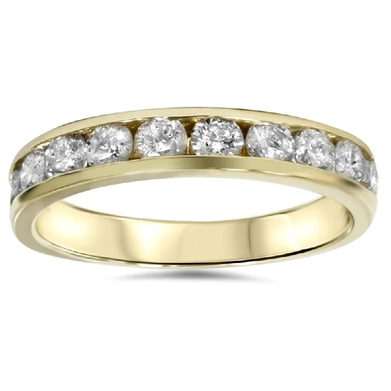 Women’s luxury engagement ring designs-1/2ct Yellow Gold Channel Set Diamond Wedding Ring