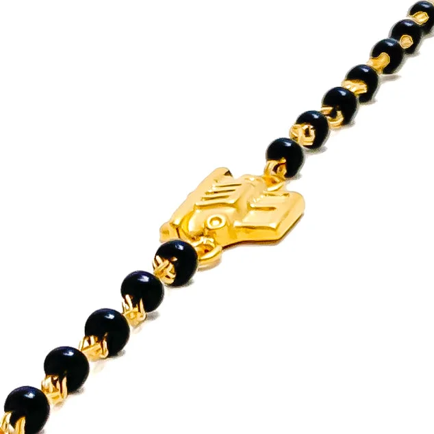 Women’s casual bangles-Dazzling Petite 22k Gold Black Bead Baby Bracelet