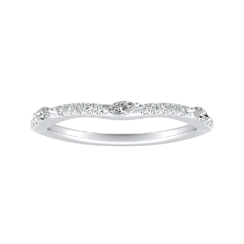 Women’s diamond band engagement rings-Auriya 1/6ctw Contoured Diamond Wedding Band Platinum