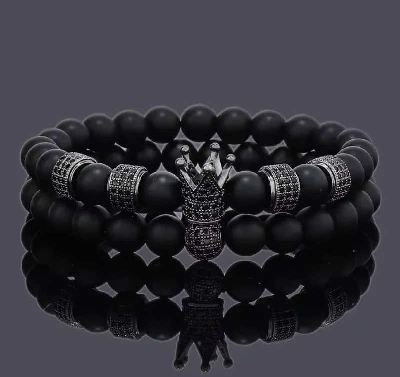 Women’s chic bracelets-Blackout Crown Bracelet Bundle