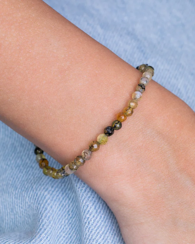 Women’s stacked bangles-Colored Yellow Agate Stone Bracelet