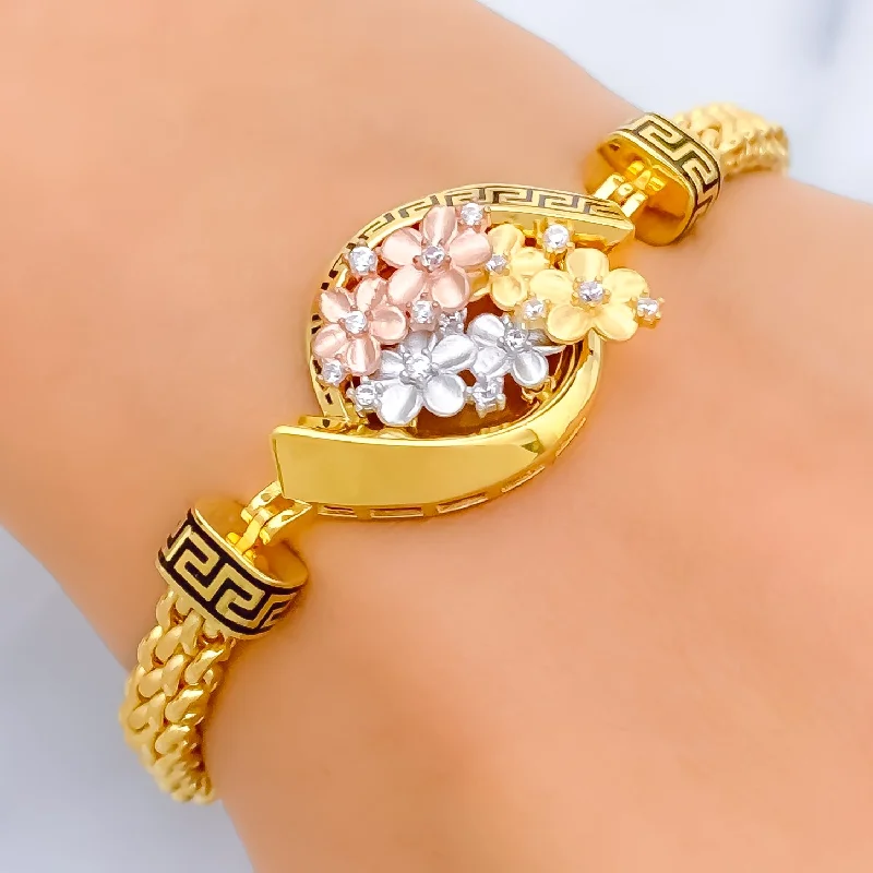 Women’s multicolored bracelets-Colorful Shimmering 21k Gold CZ Bracelet