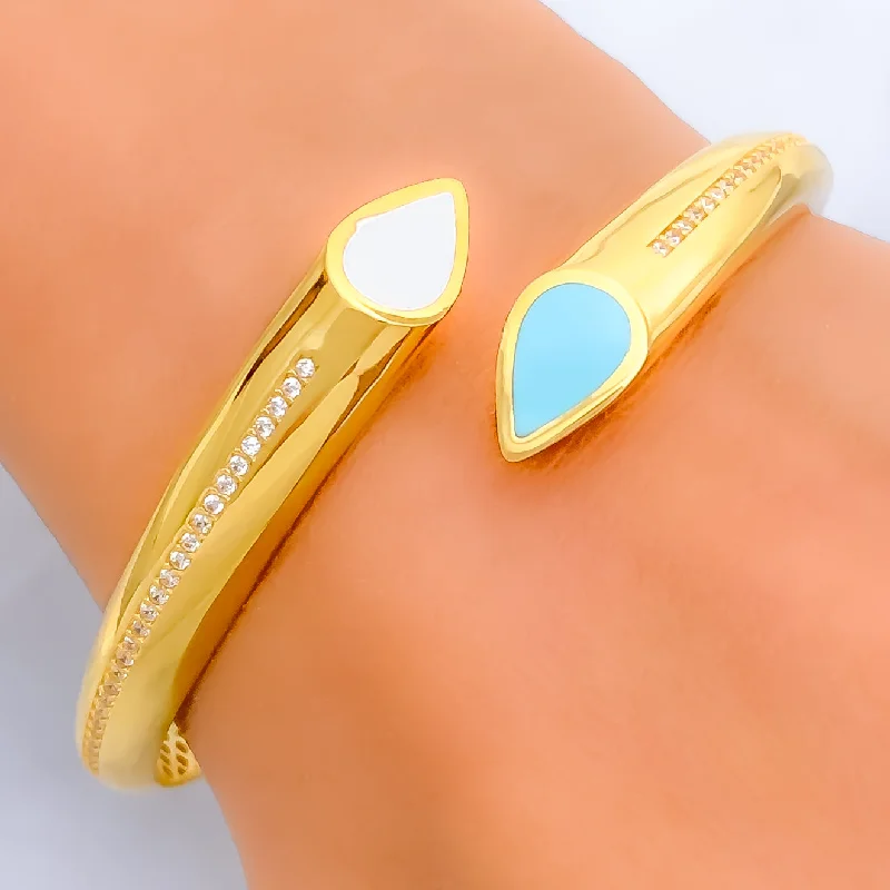 Women’s fashion chain bracelets-Stylish Dapper 21k Gold CZ Bangle Bracelet