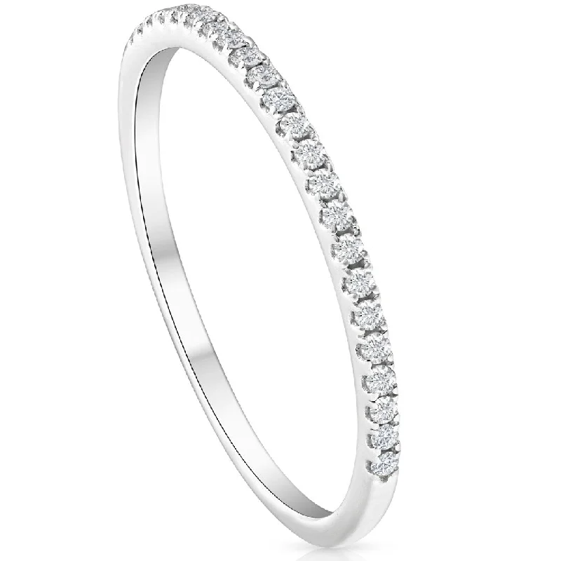 Women’s oval engagement rings-1/5ct Diamond Wedding Band 10K White Gold