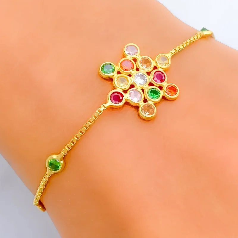 Women’s friendship bracelets-Vibrant Charming 22k Gold CZ Bracelet