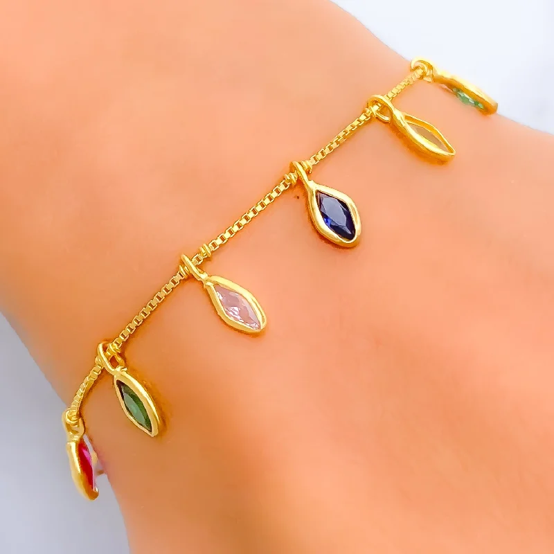 Women’s color stone bracelets-Petite Blush 22k Gold CZ Bracelet