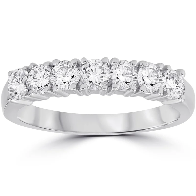 Women’s fancy diamond engagement rings-3/4 Ct Lab Grown Diamond EX3 7-Stone Wedding Ring White Gold