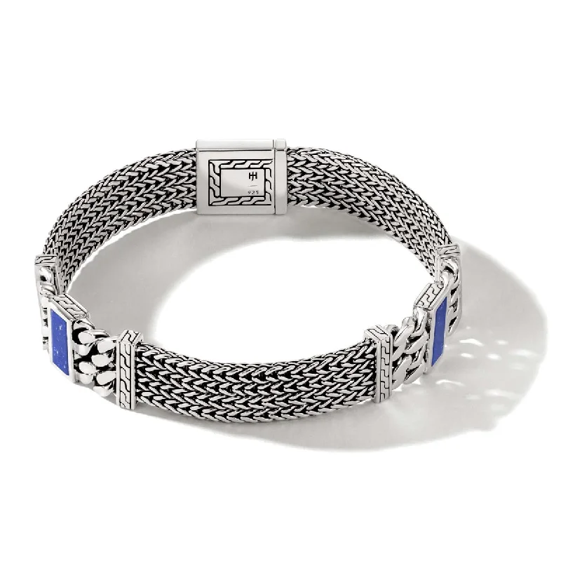 Women’s vintage bracelets-John Hardy Classic Chain Collection Lapis Lazuli Station Bracelet in Sterling Silver