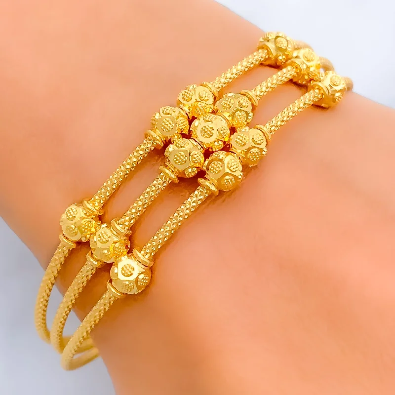 Women’s statement cuff bracelets-Refined glamorous 22k Gold Bangle Bracelet