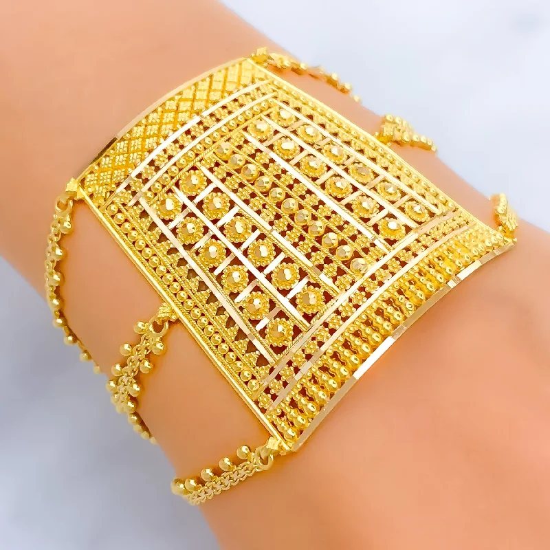 Women’s gemstone bracelets-Bespoke Signature 22k Gold Statement Bracelet