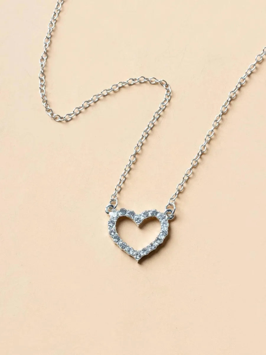 Women’s lock necklaces-Lady Heart Shape Gold Plated Rhinestones Alloy Wholesale Necklace