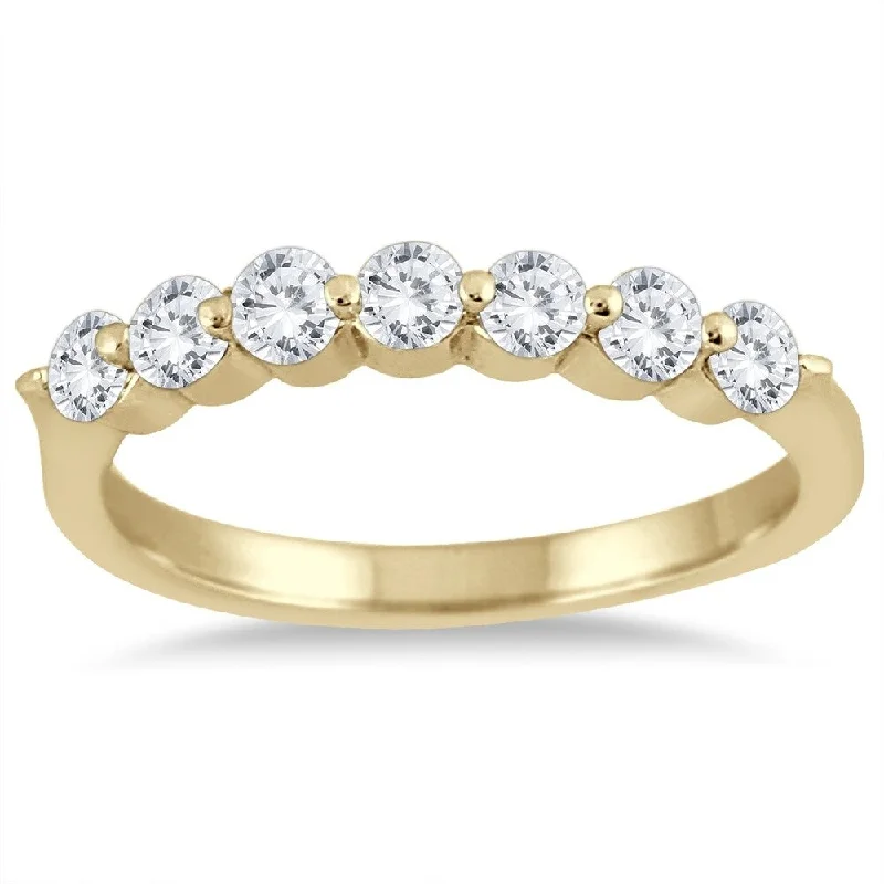 Women’s diamond band engagement rings-1/2 Carat TW Seven Stone Diamond Wedding Band in 14K Yellow Gold