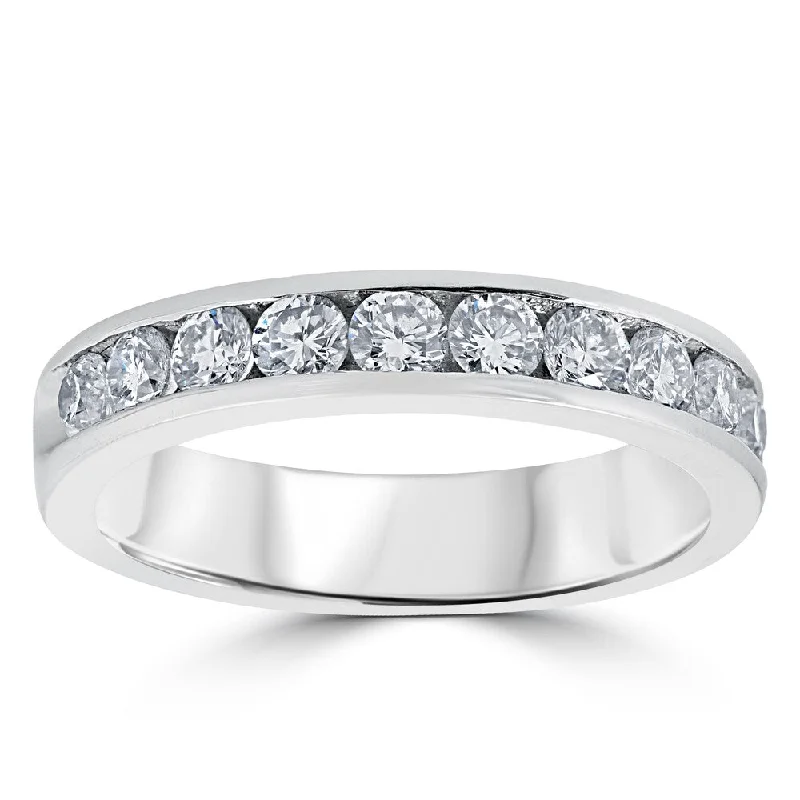 Women’s triple-stone engagement rings-950 Platinum 1 ct TDW Diamond Channel Set Wedding Ring - White