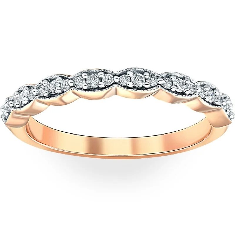 Women’s platinum solitaire engagement rings-14k Rose Gold 1/3ct TDW Diamond Stackable Wedding Ring