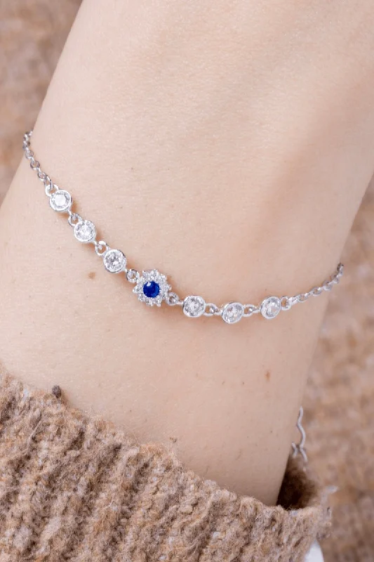 Women’s braided bracelets-Zircon Flower Blue (03) Bracelet