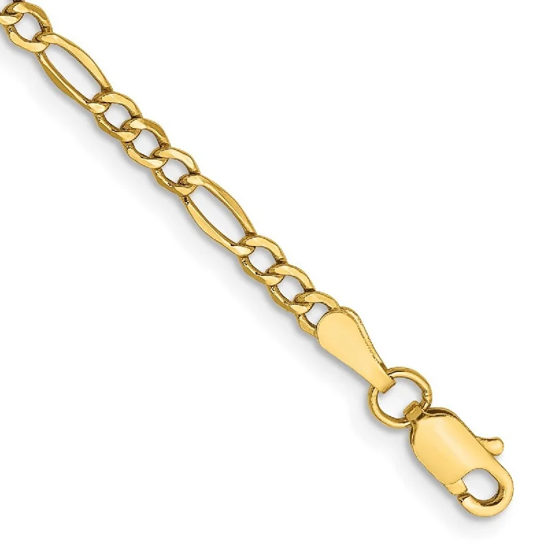 Women’s vintage-inspired bracelets-Curata 10k 2.5mm Figaro Chain Bracelet - 7 Inch