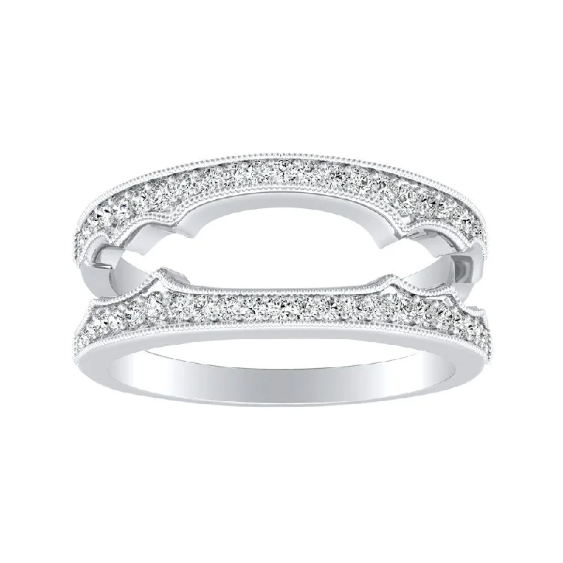 Women’s custom halo engagement rings-Auriya 1/4ctw Vintage Diamond Wedding Ring Guard Platinum