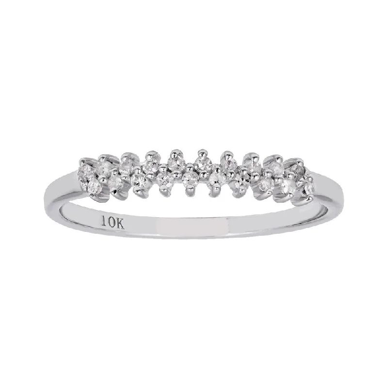 Women’s luxury engagement ring designs-Viducci 10k White Gold Two-Row 1/5ct Diamond Wedding Anniversary Ring