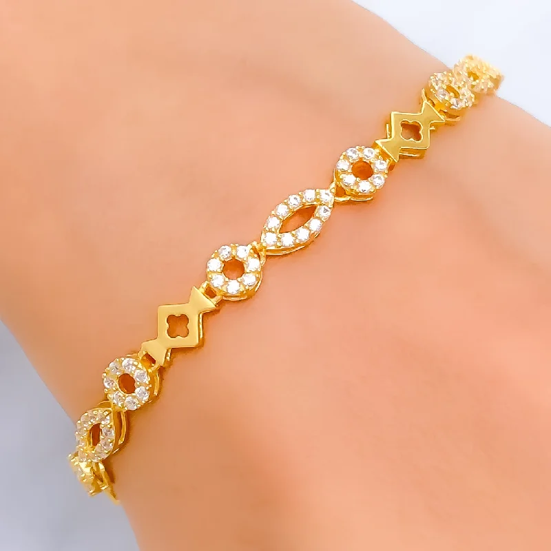 Women’s crystal bracelets-Decorative Chic 22k Gold CZ Bracelet