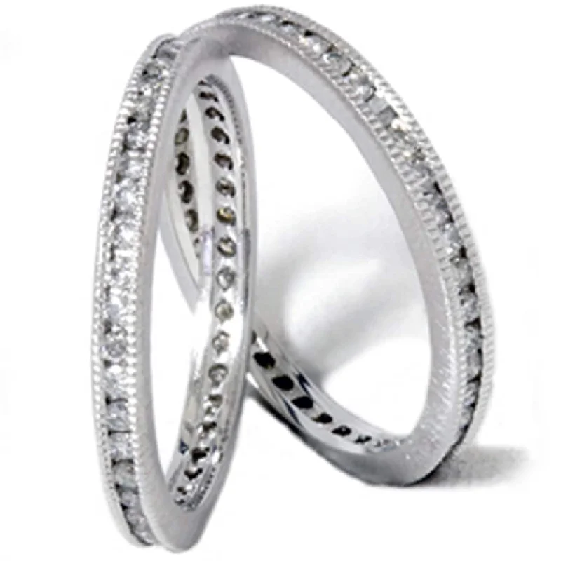 Women’s antique diamond engagement rings-1ct Stackable Eternity Wedding Guard Rings Set