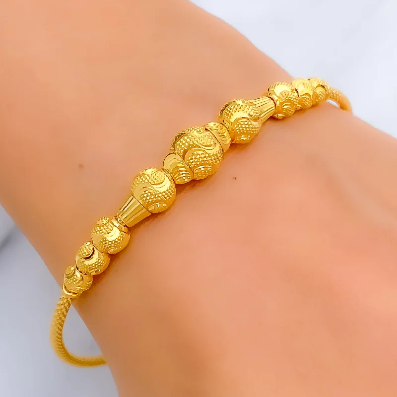 Women’s adjustable bangles-Classic Alluring Wavy 22k Gold Bangle Bracelet