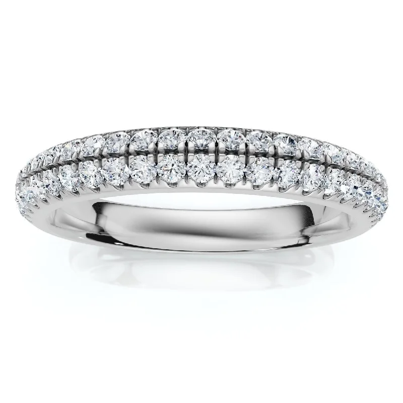 Women’s custom diamond engagement rings-1/4Ct Micro Pave Diamond Wedding Ring 1/2 Eternity Band Gold Lab Grown