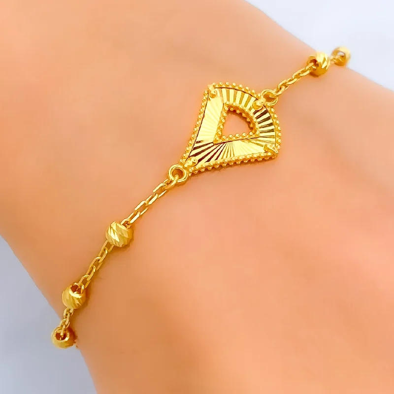 Women’s gold bangle bracelets-Geometric Attractive 21k Gold Bracelet