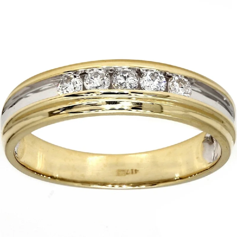 Women’s multi-stone engagement rings-Pompeii3 10k White and Yellow Gold .25ct TDW Diamond Wedding Ring Two Tone