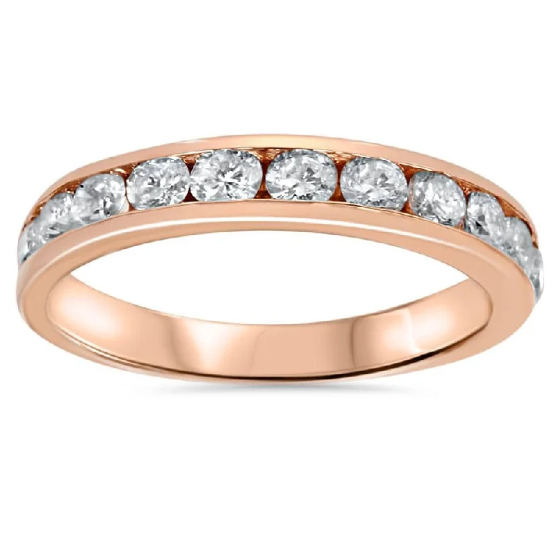 Women’s engagement rings with pave diamonds-3/4ct Rose Gold Diamond Wedding Anniversary Ring