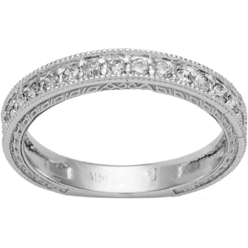 Women’s luxury engagement rings-14k White Gold 1/ 4ct TDW Diamond Wedding Ring with Scroll Details