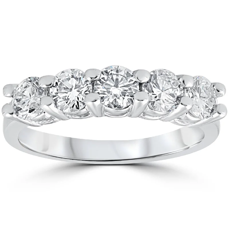 Women’s two-tone engagement rings-1 1/4ct Five Stone Diamond Wedding Ring 14K White Gold