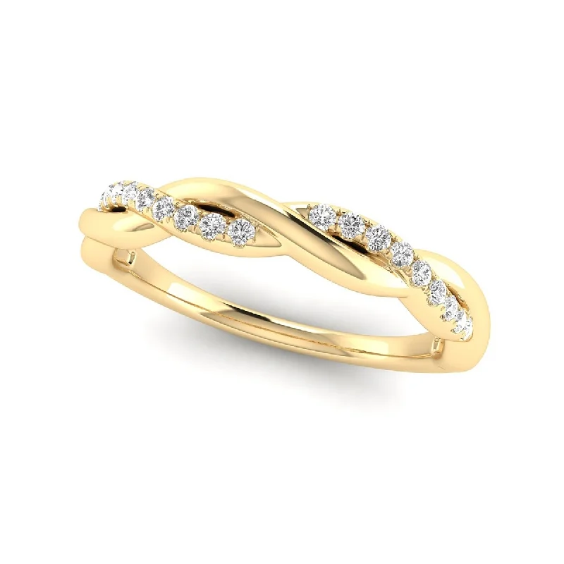 Women’s platinum solitaire engagement rings-Marquee Jewels 1/10 Carat TW Diamond Wedding Band in 14K Yellow Gold - White