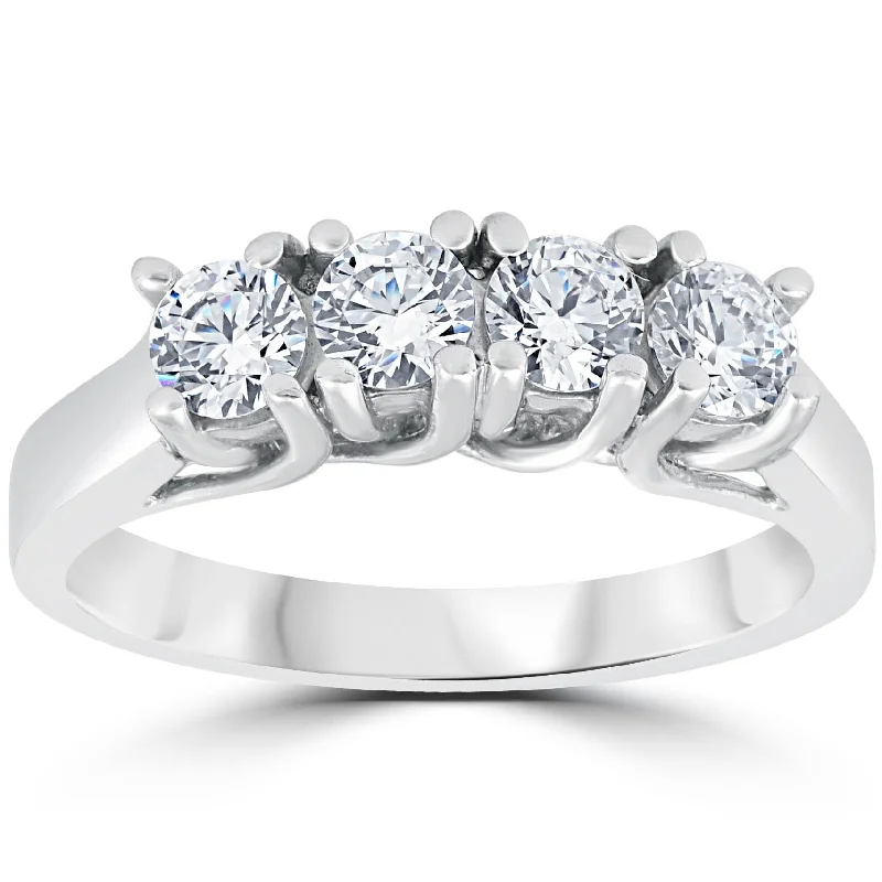 Women’s radiant diamond engagement rings-1ct Diamond White Gold Curve Wedding Ring Enhancer