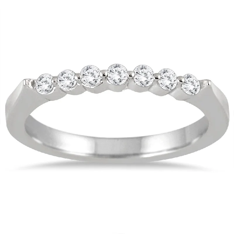 Women’s engagement rings with diamond accents-1/4 Carat TW Seven Stone Diamond Wedding Band in 14K White Gold