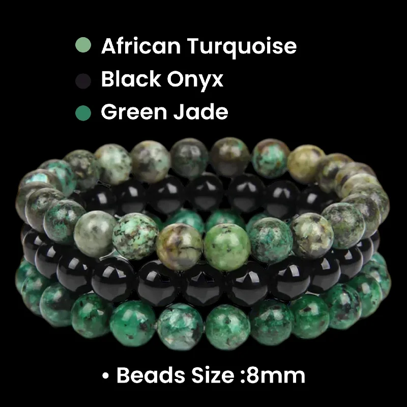 Women’s designer bracelets-Green Jade Cyrstal Bracelet Bundl