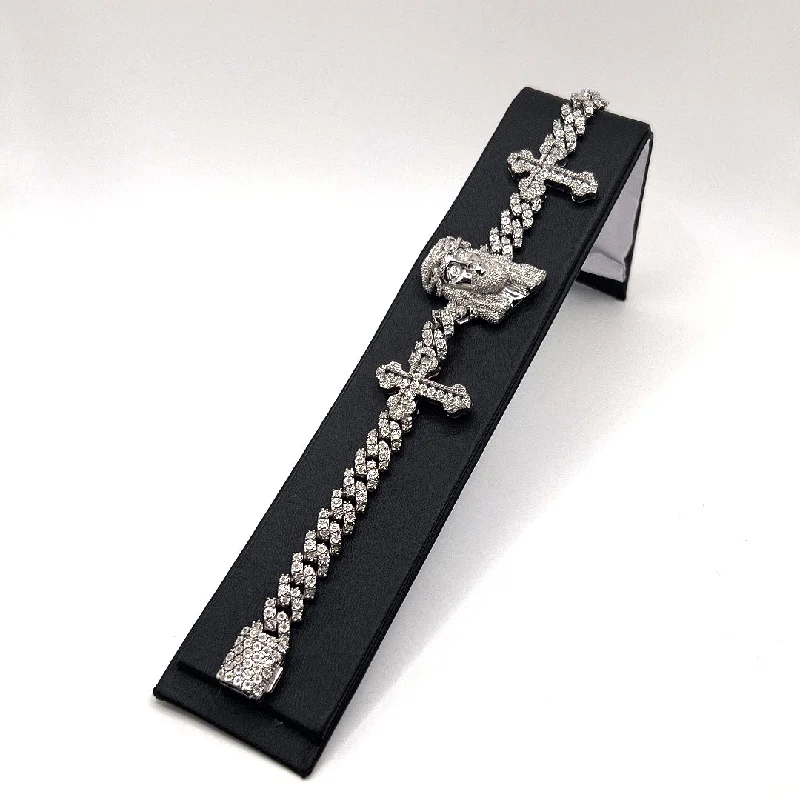 Women’s delicate bracelets-DIAMOND CROSS JESUS BRACELET