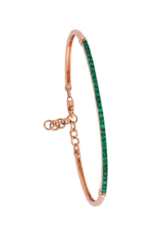 Women’s gemstone cuff bracelets-EMERALD THIN CLAMP BRACELET