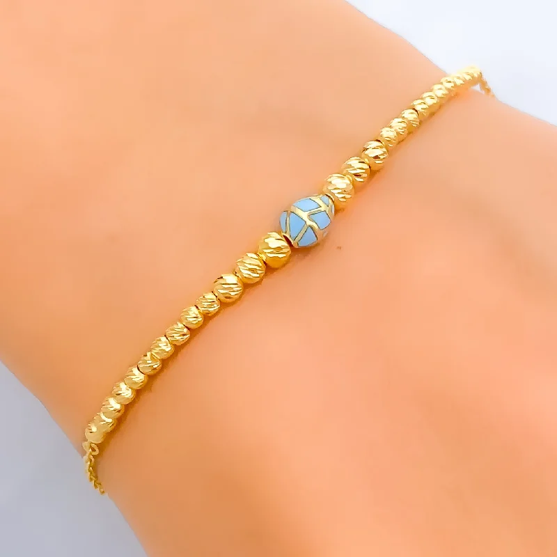 Women’s bridal bangle bracelets-Dainty Colorful 21k Gold Bracelet