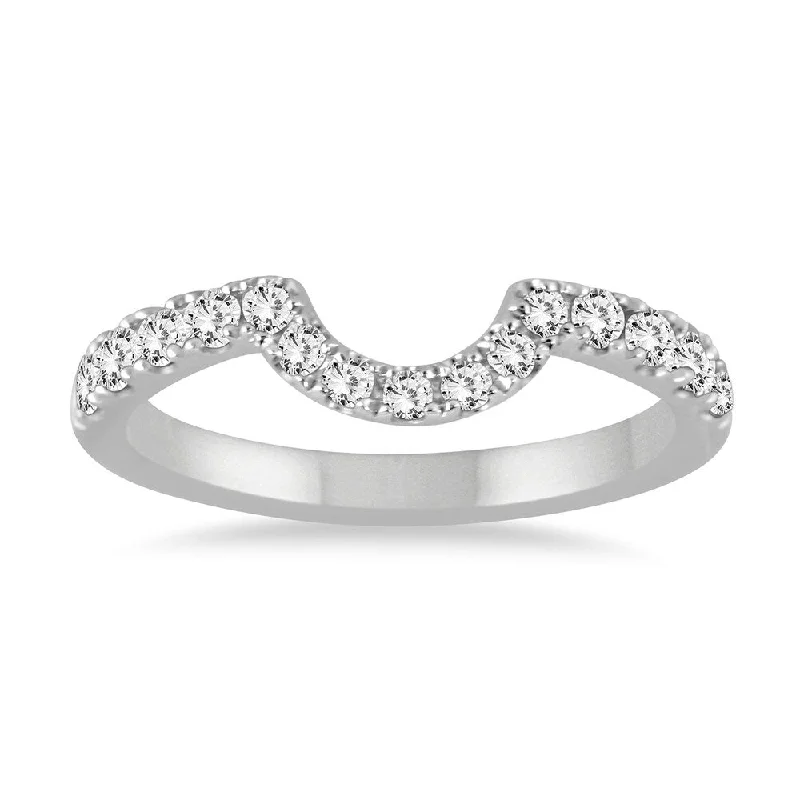 Women’s wedding ring engagement sets-1/3 Carat TW CURVED DIAMOND WEDDING BAND IN 14K WHITE GOLD