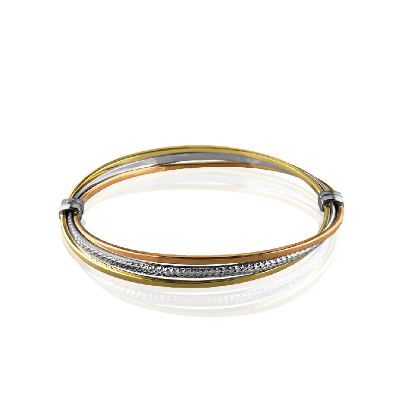 Women’s leather bracelets-14K Tricolor DC Bangle Bracelet