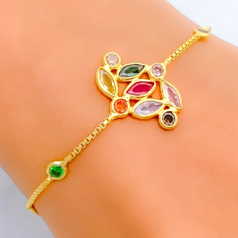 Women’s double-layer bracelets-Faceted Charming 22k Gold CZ Bracelet