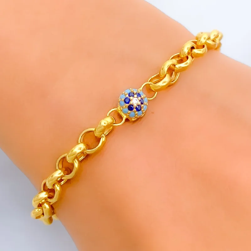 Women’s wedding bracelets-Everlasting Regal 22k Gold CZ Bracelet