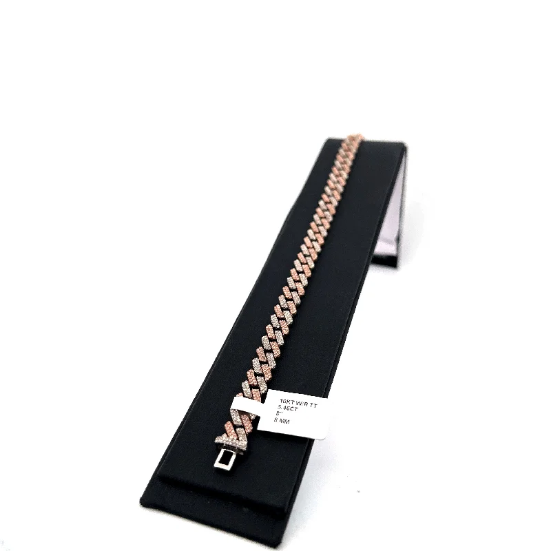 Women’s silver chain bracelets-Two tone sharp edge cuban bracelet