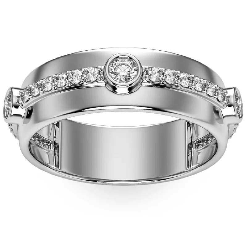 Women’s custom engagement rings-VS 5/8Ct Diamond Ring Men's Lab Grown 7mm Polished Wedding Band in 10k Gold