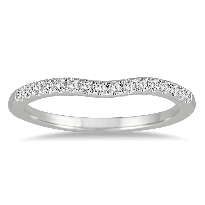 Women’s platinum diamond engagement rings-1/10 Carat TW Diamond Wedding Band in 14K White Gold