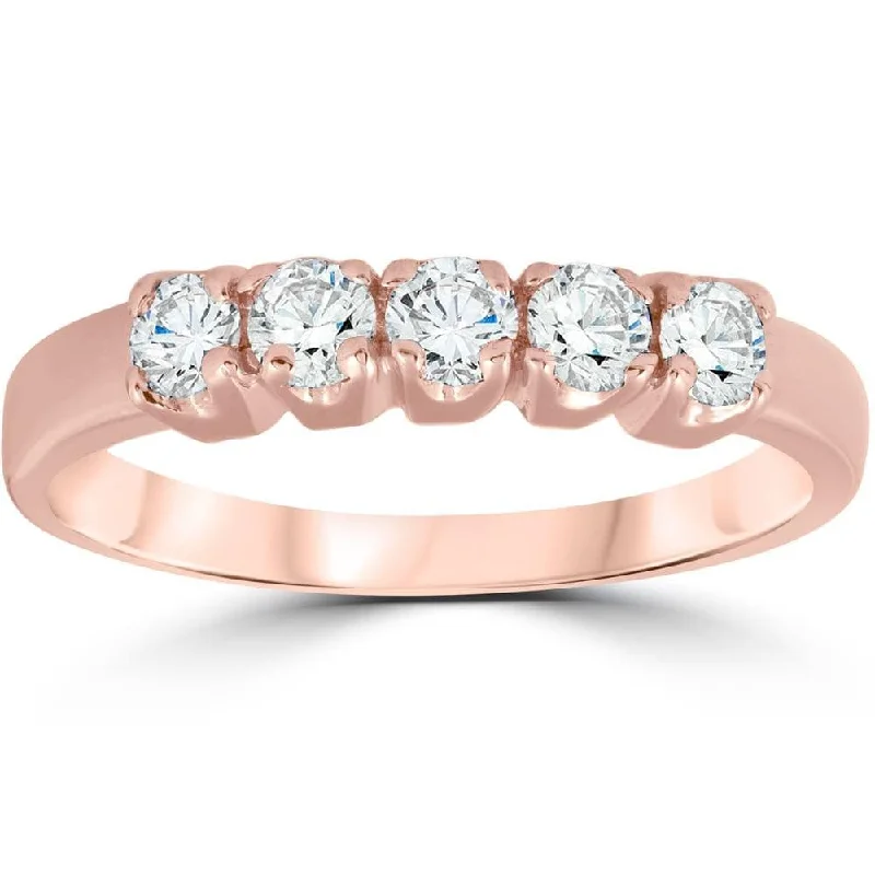 Women’s affordable diamond engagement rings-1/2ct 5-Stone Diamond Wedding Ring Rose Gold