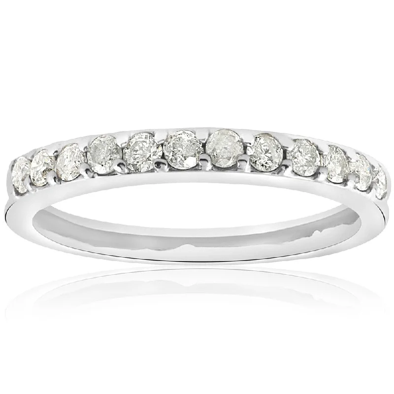 Women’s engagement rings with colored diamonds-14k White Gold 1/2 ct TDW Diamond Wedding Anniversary Ring (I-J,I2-I3)